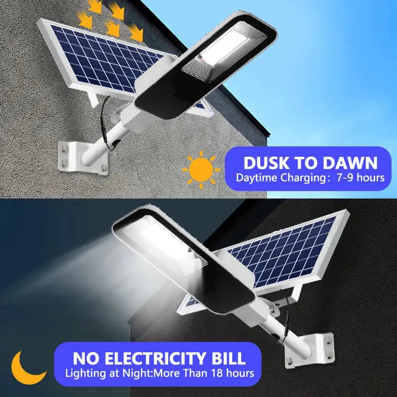 200W Powerful Solar Light Outdoor Solar Street Light 6000mah Waterproof Automatic Dusk to Dawn Street Light For Garage Garden Vibes