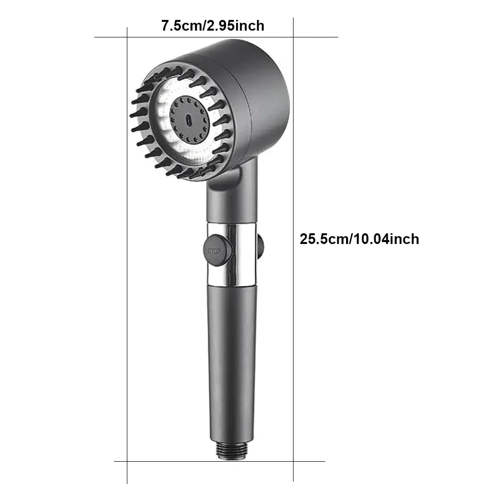 4 Modes Massage Shower Head with Brush Cotton Filters One-click Stop Water Saving High Pressure Handheld Showerhead for Bathroo Vibes