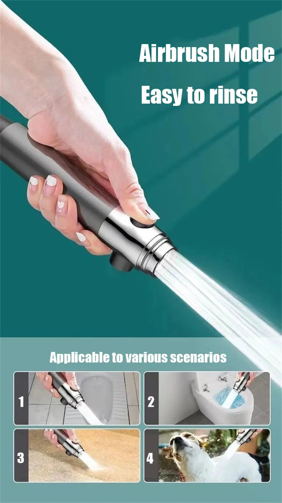 4 Modes Massage Shower Head with Brush Cotton Filters One-click Stop Water Saving High Pressure Handheld Showerhead for Bathroo Vibes