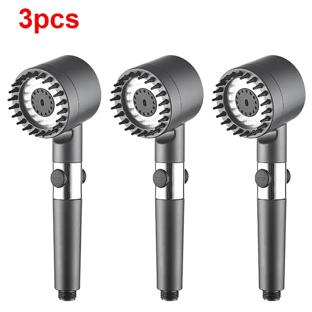 4 Modes Massage Shower Head with Brush Cotton Filters One-click Stop Water Saving High Pressure Handheld Showerhead for Bathroo Vibes