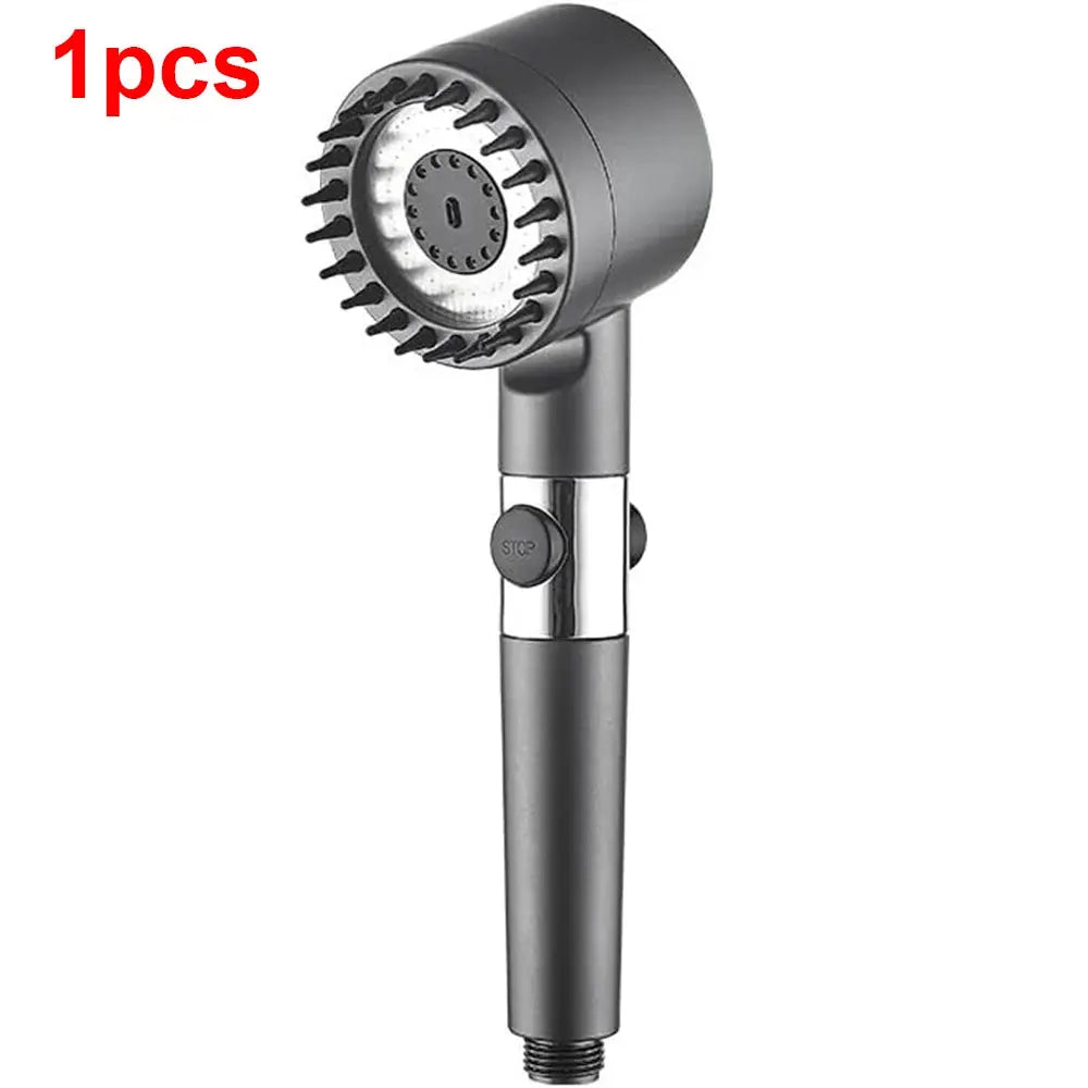 4 Modes Massage Shower Head with Brush Cotton Filters One-click Stop Water Saving High Pressure Handheld Showerhead for Bathroo Vibes