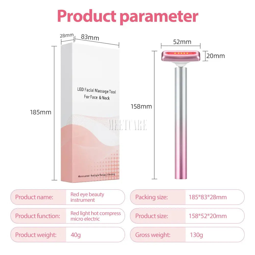 4in1 Eye Facial Massage Wand EMS Hot Compress Red Light Neck Face Vibration Lift Skin Rejuvenation Sculpting Firm Tighten Tool Vibes