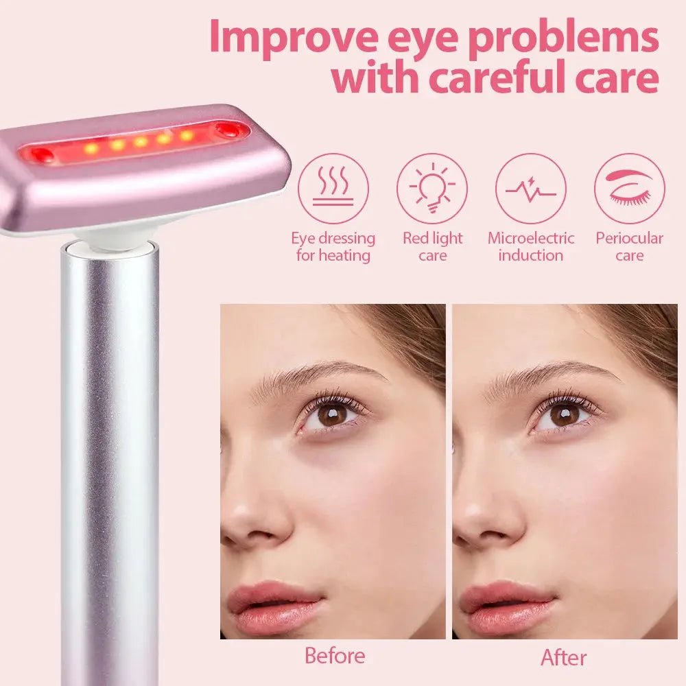 4in1 Eye Facial Massage Wand EMS Hot Compress Red Light Neck Face Vibration Lift Skin Rejuvenation Sculpting Firm Tighten Tool Vibes