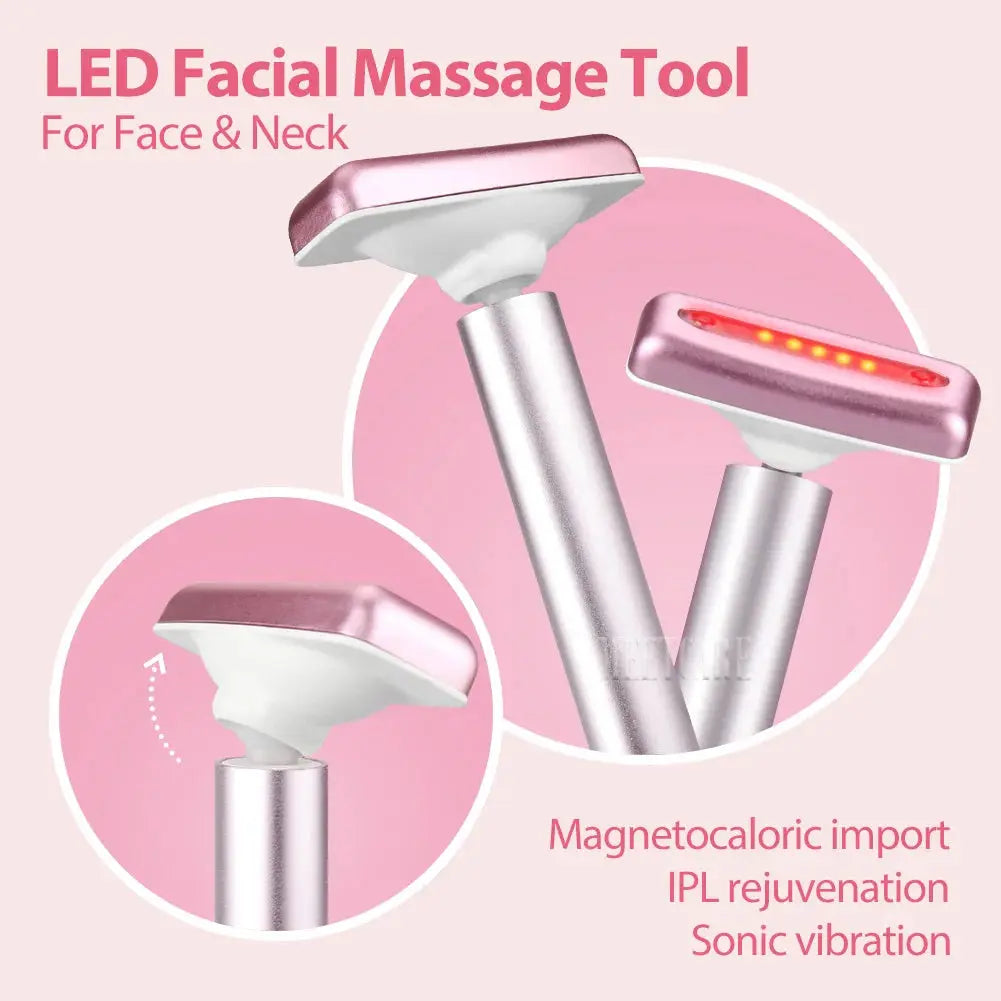 4in1 Eye Facial Massage Wand EMS Hot Compress Red Light Neck Face Vibration Lift Skin Rejuvenation Sculpting Firm Tighten Tool Vibes