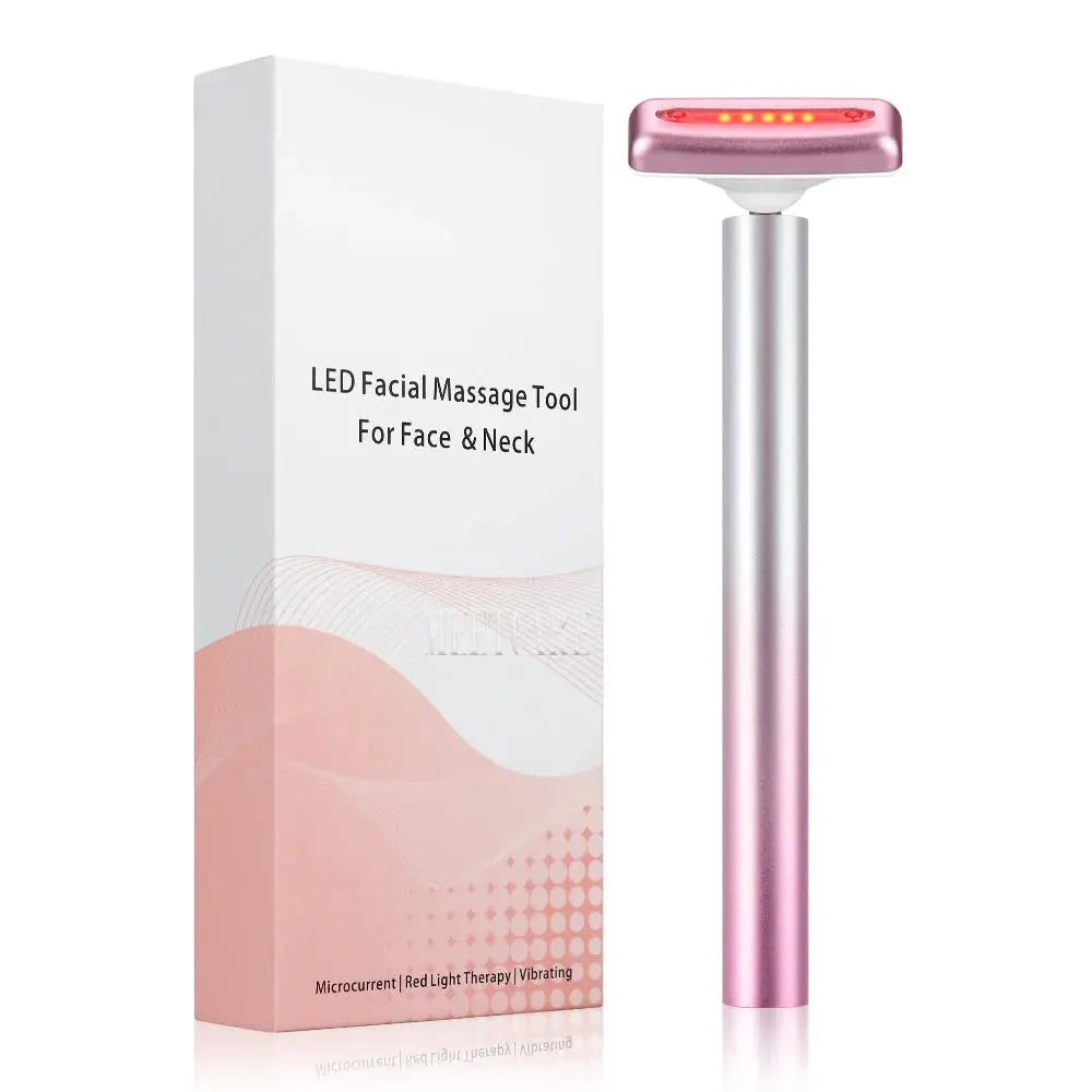 4in1 Eye Facial Massage Wand EMS Hot Compress Red Light Neck Face Vibration Lift Skin Rejuvenation Sculpting Firm Tighten Tool Vibes