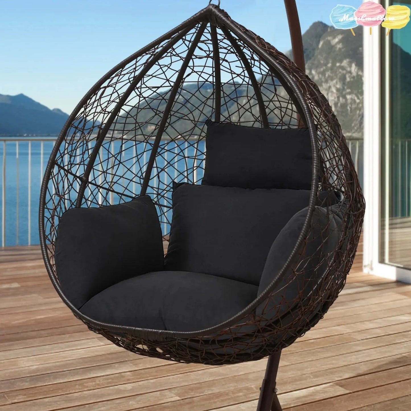 6D Black/Gray Aerial Cotton Cushion For Hanging Chairs Cushion Hanging Chair Cushion Swing Hanging Chair Vibes