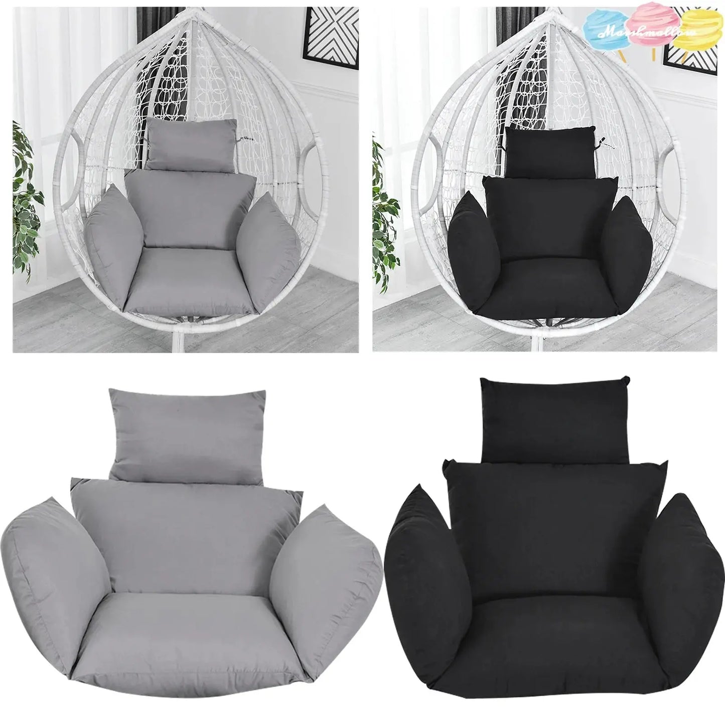 6D Black/Gray Aerial Cotton Cushion For Hanging Chairs Cushion Hanging Chair Cushion Swing Hanging Chair Vibes