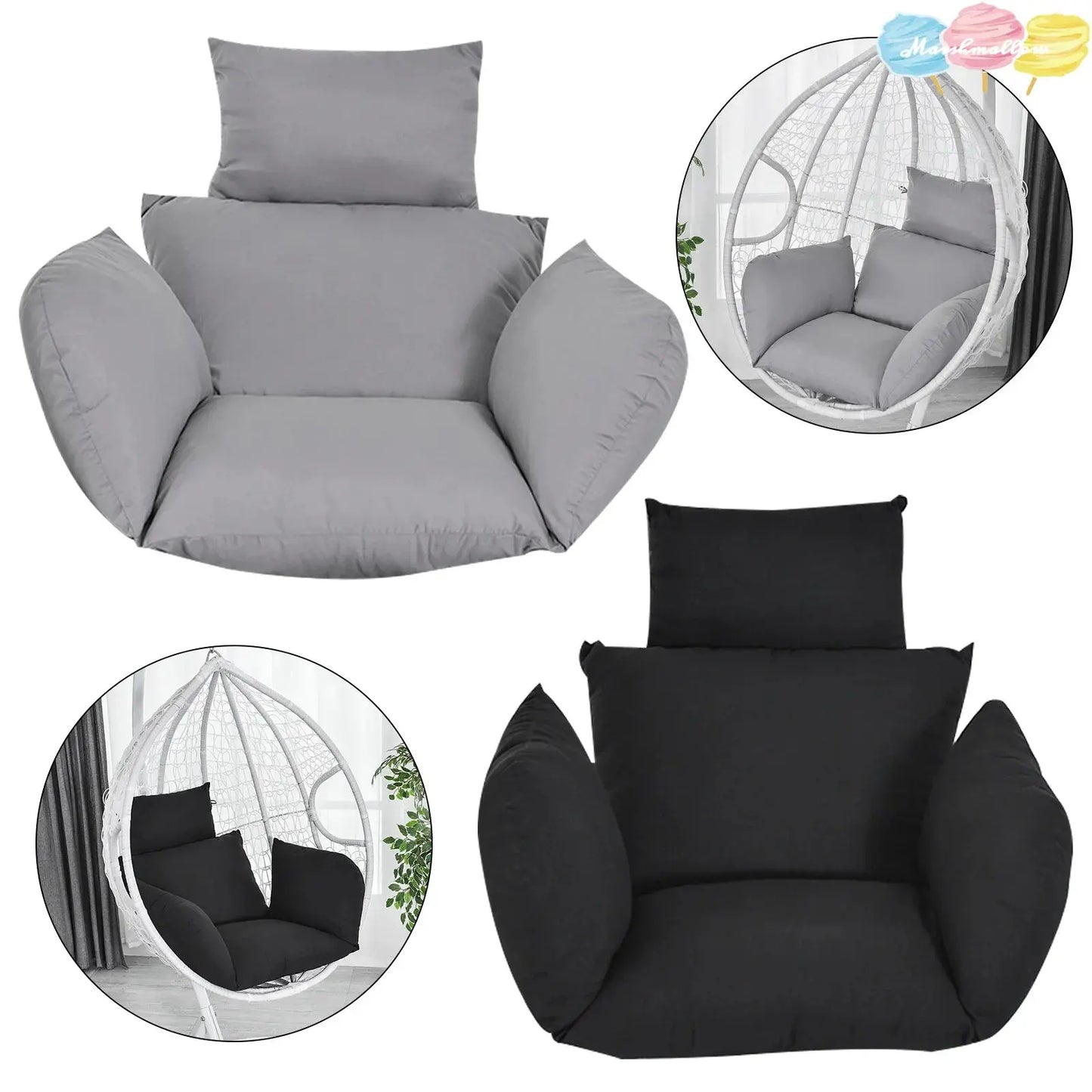 6D Black/Gray Aerial Cotton Cushion For Hanging Chairs Cushion Hanging Chair Cushion Swing Hanging Chair Vibes