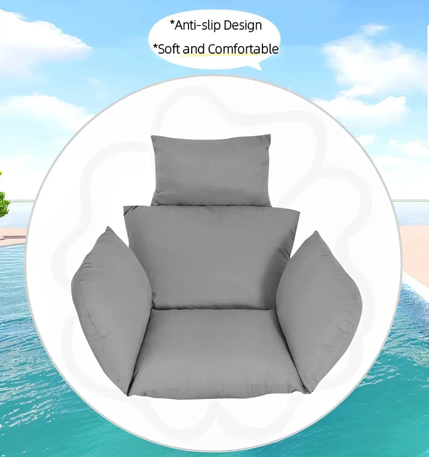 6D Black/Gray Aerial Cotton Cushion For Hanging Chairs Cushion Hanging Chair Cushion Swing Hanging Chair Vibes