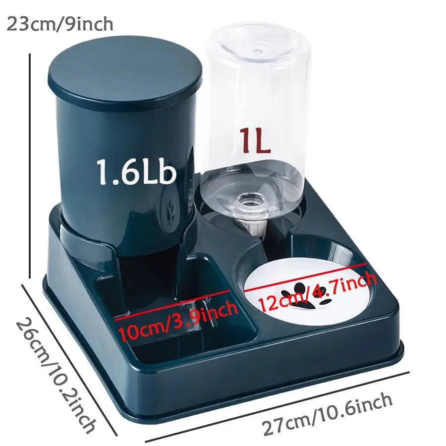 Automatic Cat Feeder Water Dispenser Set, 2 In 1 Tilted Automatic Pet Food And Water Feeder Gravity Food Feeder and Waterer Vibes