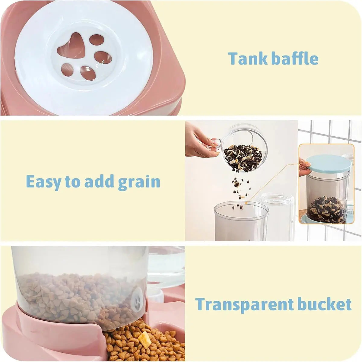 Automatic Cat Feeder Water Dispenser Set, 2 In 1 Tilted Automatic Pet Food And Water Feeder Gravity Food Feeder and Waterer Vibes