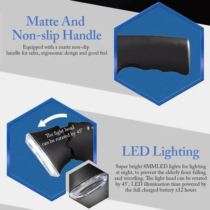 Canne de marche pliable avec lumière LED Vibes