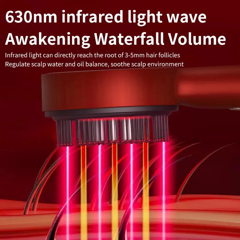 Electric Vibration Massage Comb Red Light Hair Follicle Comb Scalp Oil Liquid Applicator Head Massager Hair Growth Anti Loss Vibes