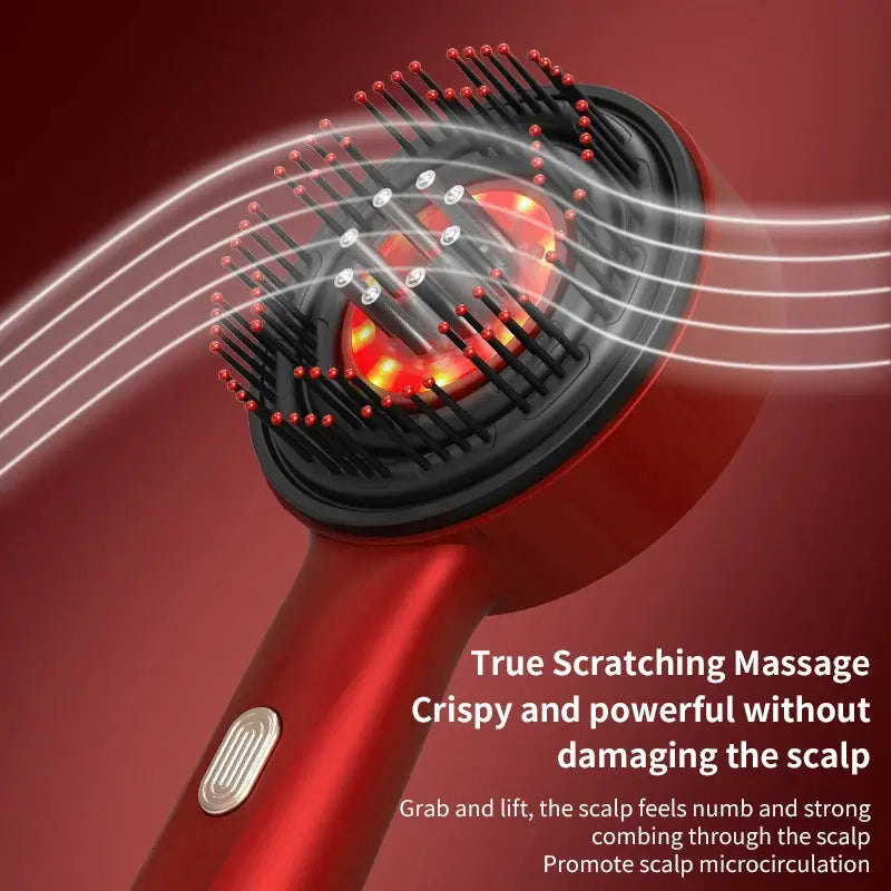 Electric Vibration Massage Comb Red Light Hair Follicle Comb Scalp Oil Liquid Applicator Head Massager Hair Growth Anti Loss Vibes