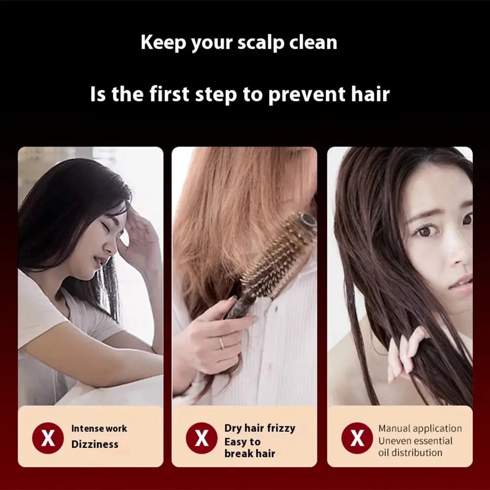 Electric Vibration Massage Comb Red Light Hair Follicle Comb Scalp Oil Liquid Applicator Head Massager Hair Growth Anti Loss Vibes
