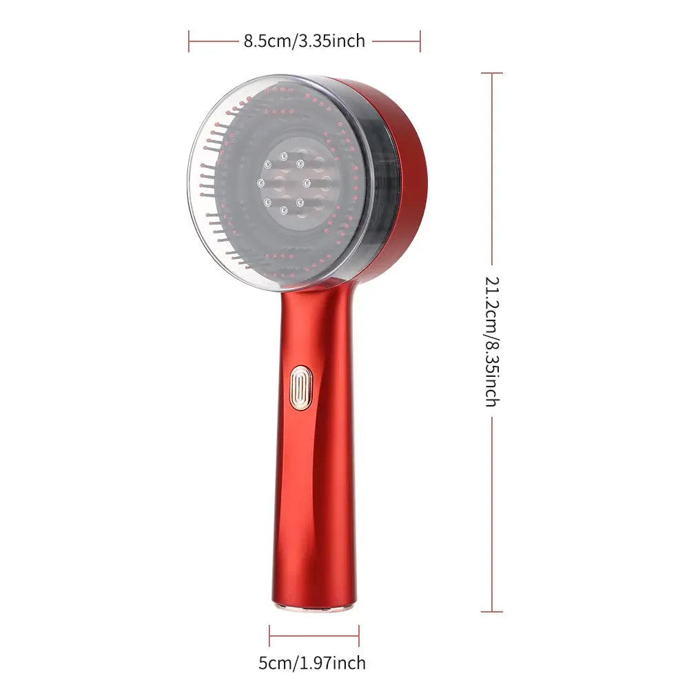 Electric Vibration Massage Comb Red Light Hair Follicle Comb Scalp Oil Liquid Applicator Head Massager Hair Growth Anti Loss Vibes