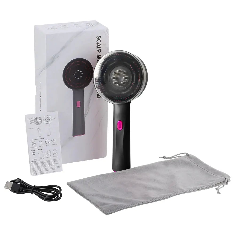 Electric Vibration Massage Comb Red Light Hair Follicle Comb Scalp Oil Liquid Applicator Head Massager Hair Growth Anti Loss Vibes