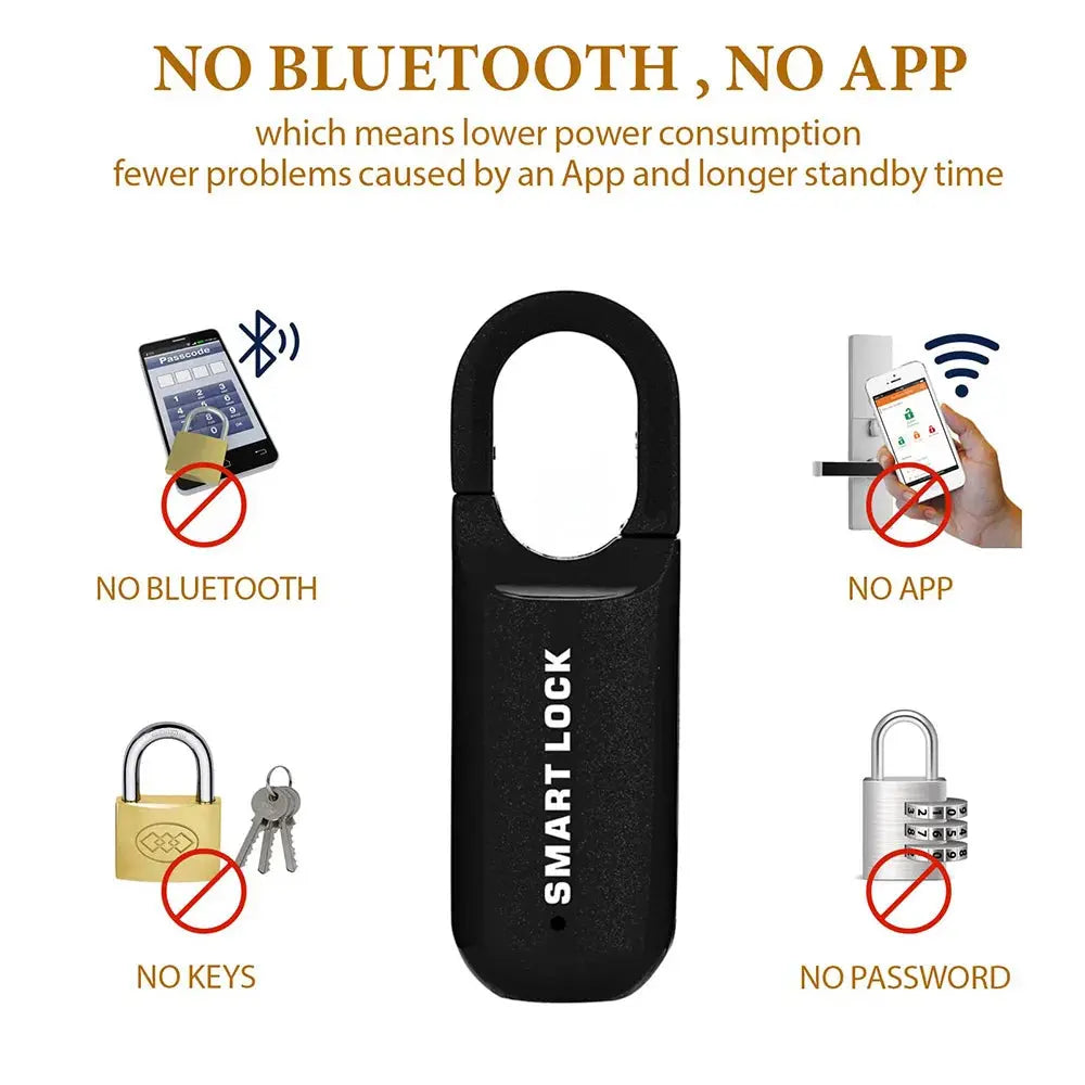 Fingerprint Padlock Smart Keyless Lock for Locker Rechargeable Gym Lock School Locker Lock Biometric Lock Backpack Lock Locker Vibes