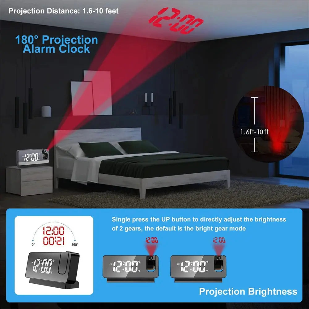 Horloge numérique avec projecteur 180 degrés Vibes