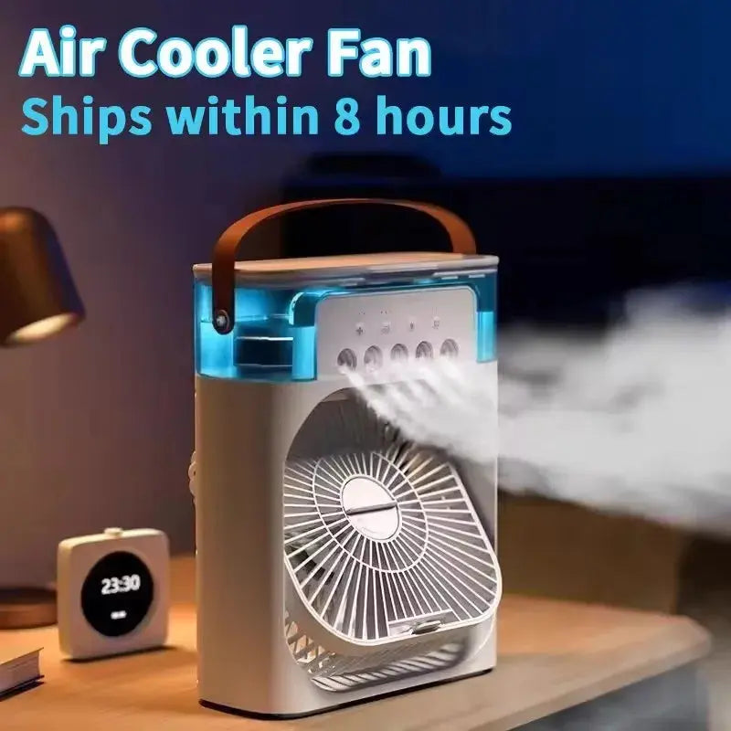 Portable humidifier fan three in one, mini USB air conditioning fan, LED night light, water mist, home fun air cooler humidifier Vibes
