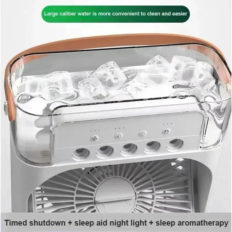 Portable humidifier fan three in one, mini USB air conditioning fan, LED night light, water mist, home fun air cooler humidifier Vibes