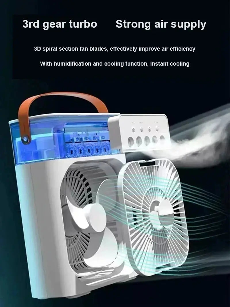 Portable humidifier fan three in one, mini USB air conditioning fan, LED night light, water mist, home fun air cooler humidifier Vibes