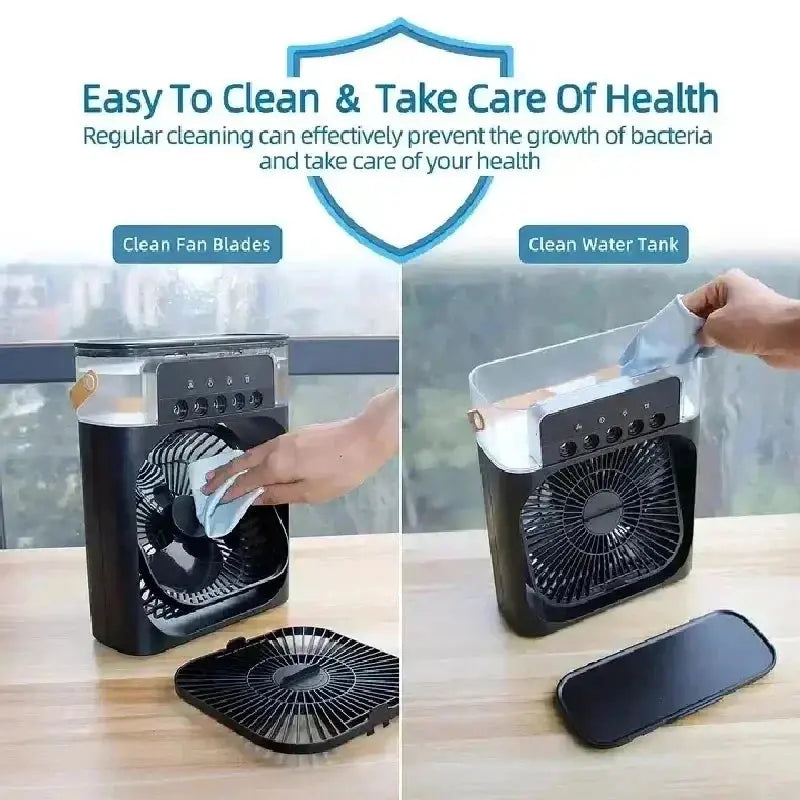 Portable humidifier fan three in one, mini USB air conditioning fan, LED night light, water mist, home fun air cooler humidifier Vibes