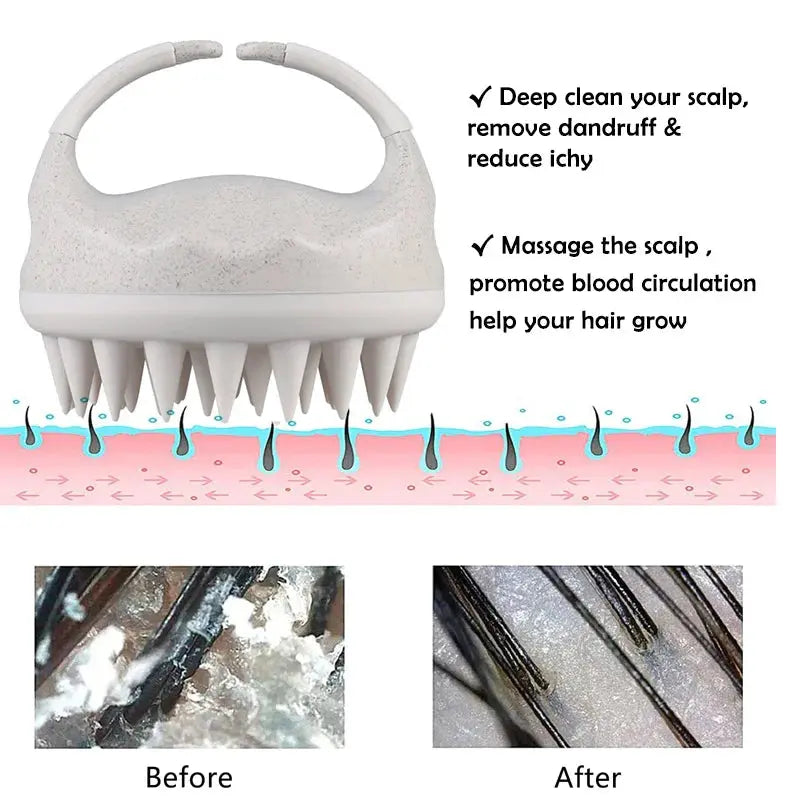 Scalp Brush Massager Sculp Scrubber Brush Wheat Straw Biodegradable Silicone Shampoo Brush Hair Scalp Massager For Hair Growth Vibes
