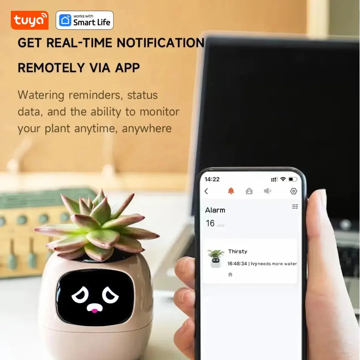 Tuya Ivy Smart Planter,Endless Fun Over 49 Rich Expressions,7 smart sensors,AI Chips Make Raising Plants Easy and Fun Vibes