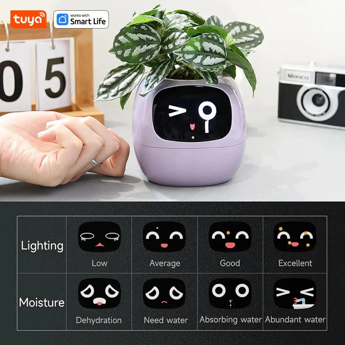 Tuya Ivy Smart Planter,Endless Fun Over 49 Rich Expressions,7 smart sensors,AI Chips Make Raising Plants Easy and Fun Vibes