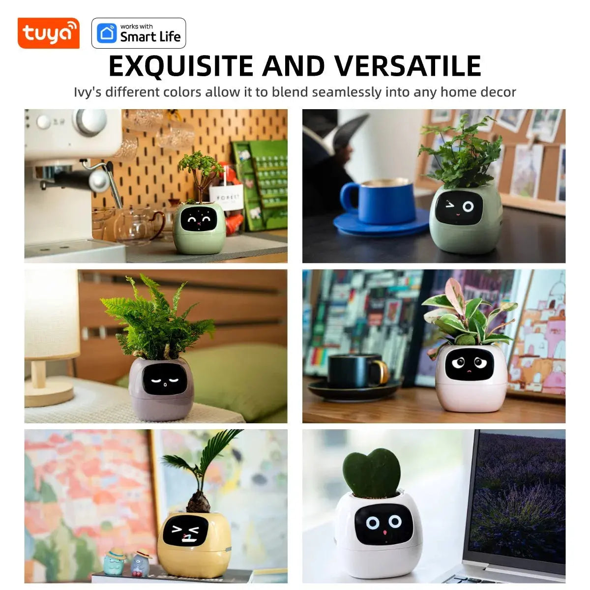 Tuya Ivy Smart Planter,Endless Fun Over 49 Rich Expressions,7 smart sensors,AI Chips Make Raising Plants Easy and Fun Vibes