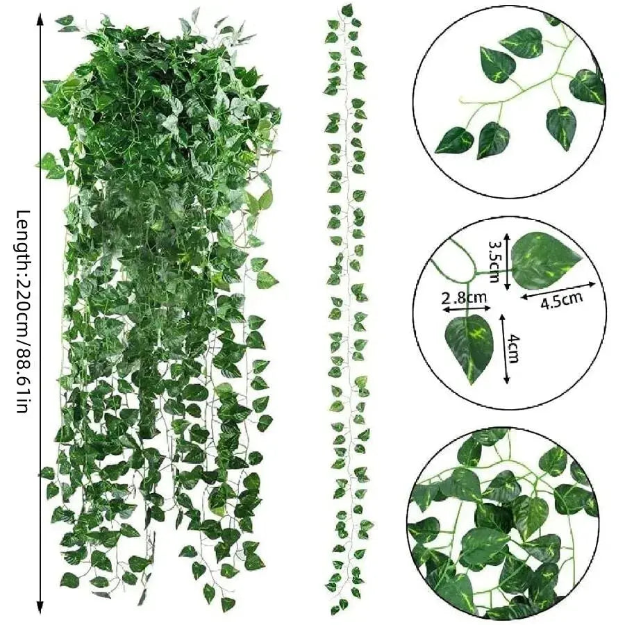 11M Artificial Plant Green Ivy Leaf Garland Fake Plant Creeper Hanging Vine Outdoor DIY Garden Wall Wedding Party Home Decor Vibes
