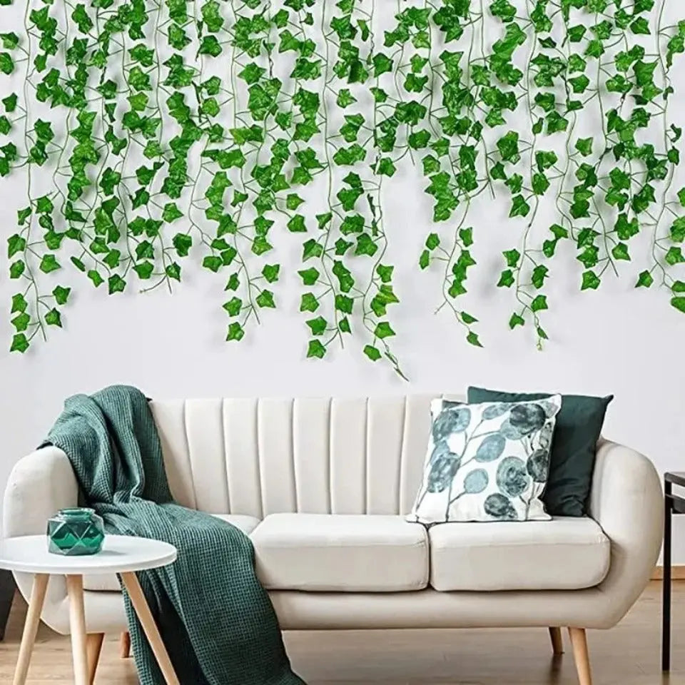 11M Artificial Plant Green Ivy Leaf Garland Fake Plant Creeper Hanging Vine Outdoor DIY Garden Wall Wedding Party Home Decor Vibes