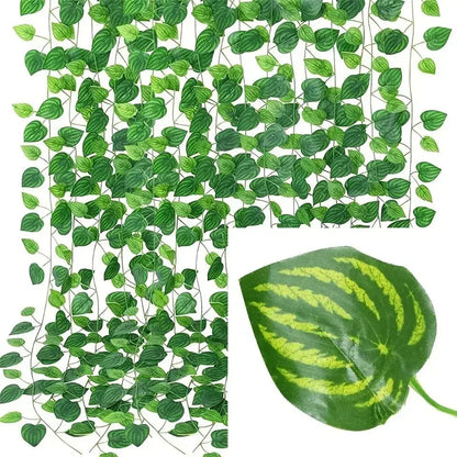 11M Artificial Plant Green Ivy Leaf Garland Fake Plant Creeper Hanging Vine Outdoor DIY Garden Wall Wedding Party Home Decor Vibes