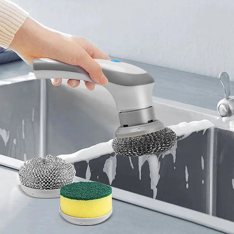 3-in-1 Multifunctional Electric Brush for Cleaning Sinks, Windows, Etc.-USB Charging, Rotating Sponge and Wire Brush Vibes