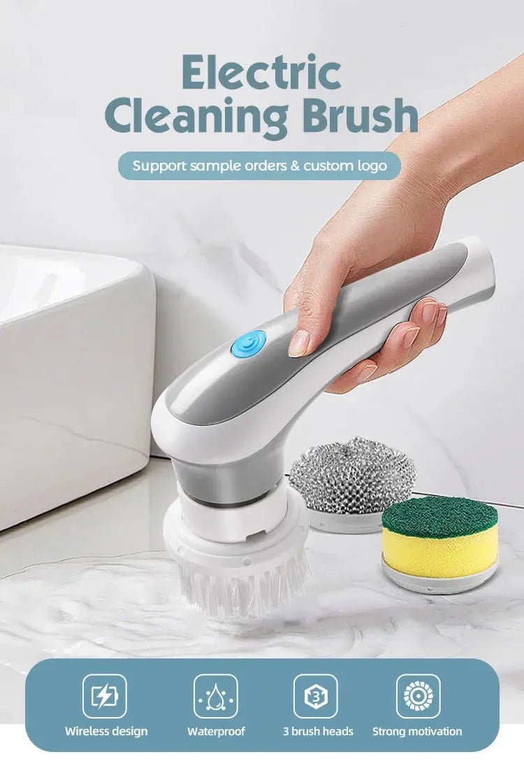 3-in-1 Multifunctional Electric Brush for Cleaning Sinks, Windows, Etc.-USB Charging, Rotating Sponge and Wire Brush Vibes