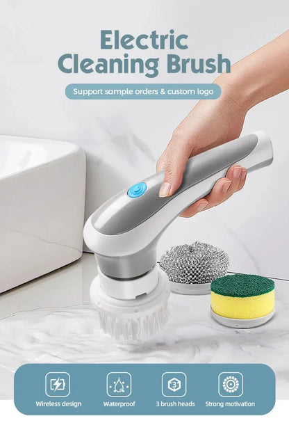 3-in-1 Multifunctional Electric Brush for Cleaning Sinks, Windows, Etc.-USB Charging, Rotating Sponge and Wire Brush Vibes