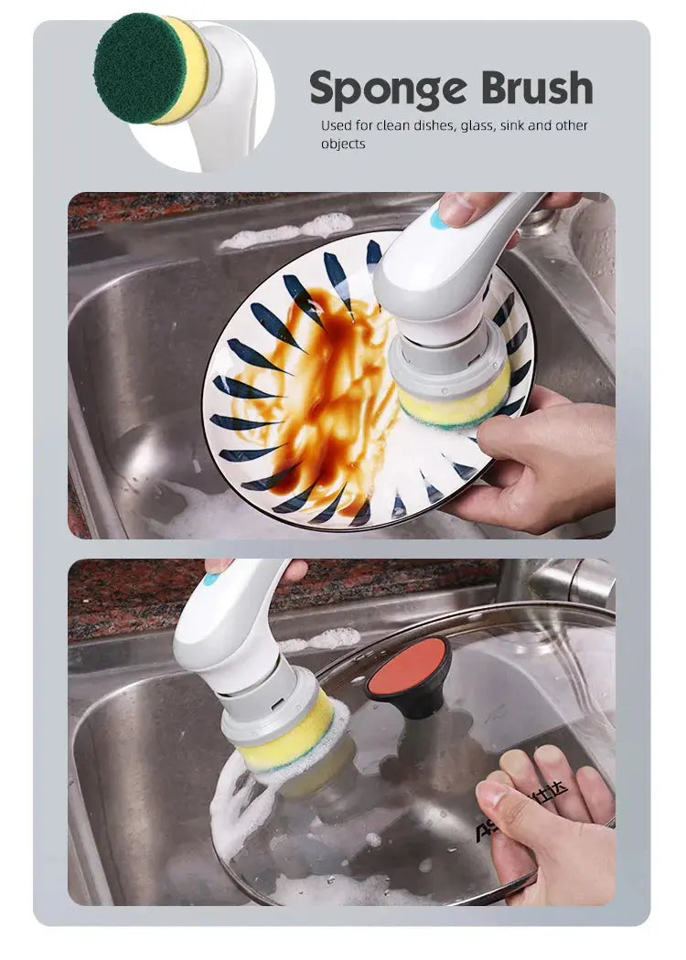 3-in-1 Multifunctional Electric Brush for Cleaning Sinks, Windows, Etc.-USB Charging, Rotating Sponge and Wire Brush Vibes