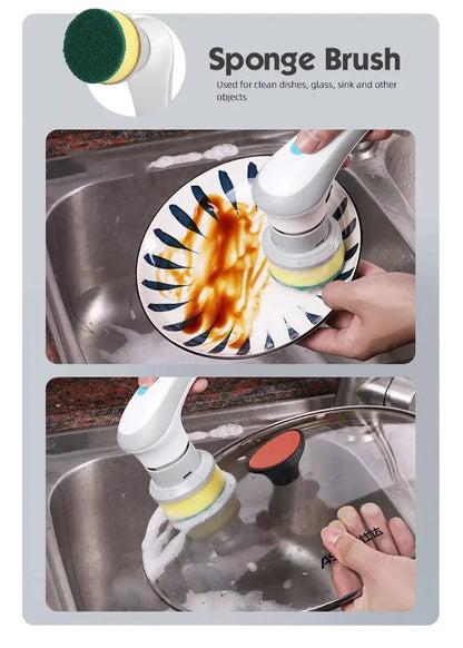 3-in-1 Multifunctional Electric Brush for Cleaning Sinks, Windows, Etc.-USB Charging, Rotating Sponge and Wire Brush Vibes