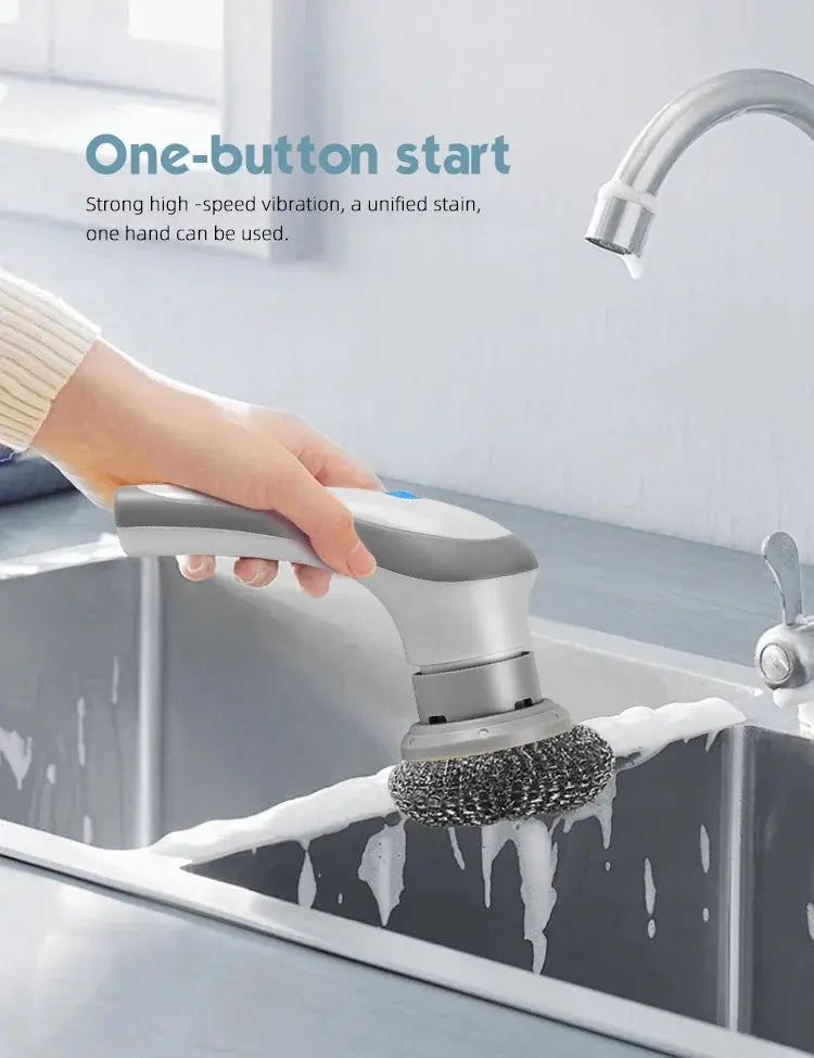 3-in-1 Multifunctional Electric Brush for Cleaning Sinks, Windows, Etc.-USB Charging, Rotating Sponge and Wire Brush Vibes