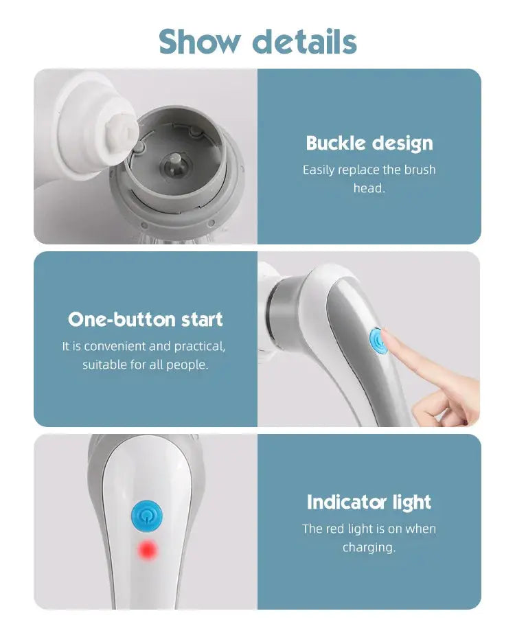 3-in-1 Multifunctional Electric Brush for Cleaning Sinks, Windows, Etc.-USB Charging, Rotating Sponge and Wire Brush Vibes