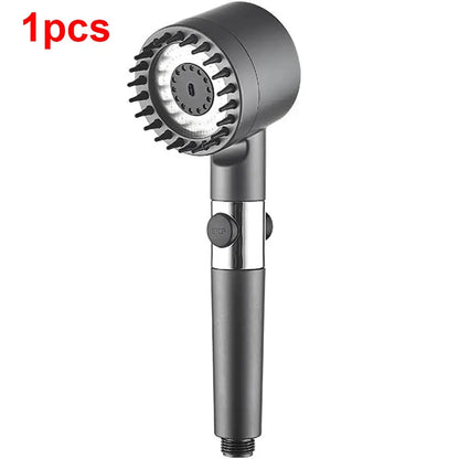 4 Modes Massage Shower Head  with Brush Cotton Filters One-click Stop Water Saving High Pressure Handheld Showerhead for Bathroo Vibes