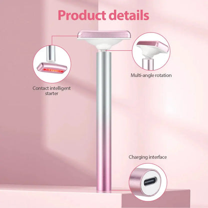 4in1 Eye Facial Massage Wand EMS Hot Compress Red Light Neck Face Vibration Lift Skin Rejuvenation Sculpting Firm Tighten Tool Vibes