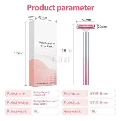4in1 Eye Facial Massage Wand EMS Hot Compress Red Light Neck Face Vibration Lift Skin Rejuvenation Sculpting Firm Tighten Tool Vibes