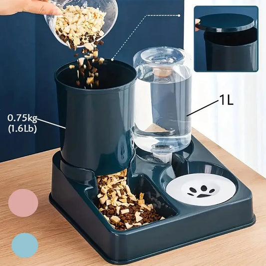 Automatic Cat Feeder Water Dispenser Set, 2 In 1 Tilted Automatic Pet Food And Water Feeder Gravity Food Feeder and Waterer Vibes