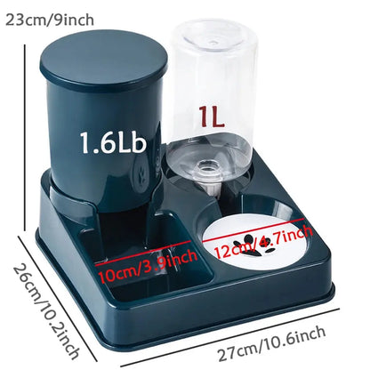 Automatic Cat Feeder Water Dispenser Set, 2 In 1 Tilted Automatic Pet Food And Water Feeder Gravity Food Feeder and Waterer Vibes