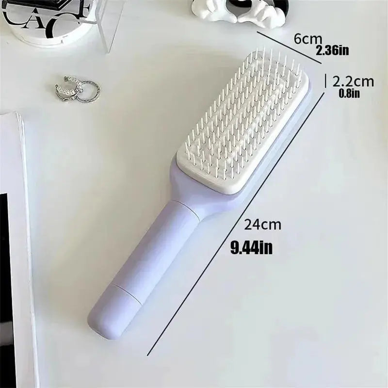 Automatic Cleaning Rotating Lifting Comb Self Cleaning Hairbrush Rotating Retractable Anti Static Massage Comb Scalp Hair Comb Vibes