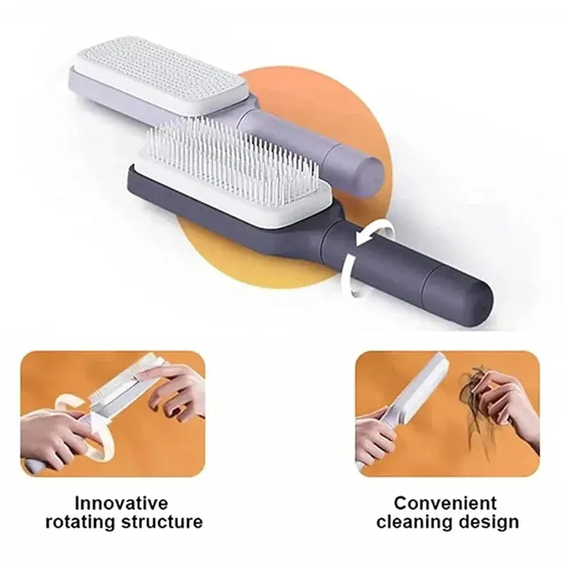Automatic Cleaning Rotating Lifting Comb Self Cleaning Hairbrush Rotating Retractable Anti Static Massage Comb Scalp Hair Comb Vibes