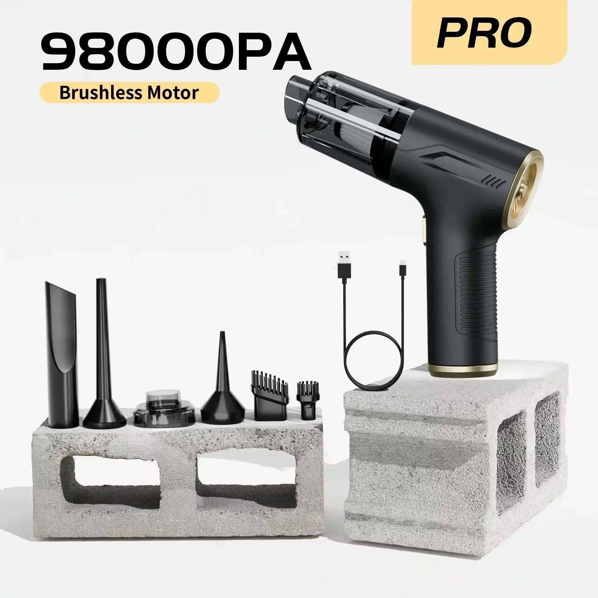 CENRR 98000PA Mini Car Vacuum Cleaner Cordless Powerful Wireless Car Cleaner HandHeld Portable Vacuum Cleaner Air Gun Vibes