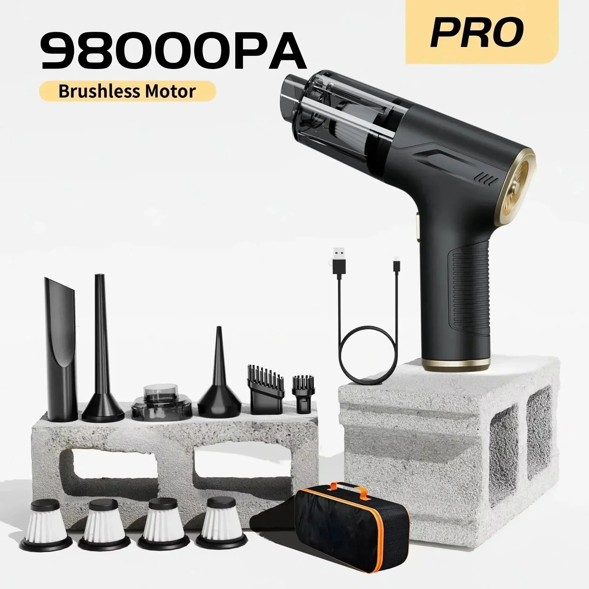 CENRR 98000PA Mini Car Vacuum Cleaner Cordless Powerful Wireless Car Cleaner HandHeld Portable Vacuum Cleaner Air Gun Vibes